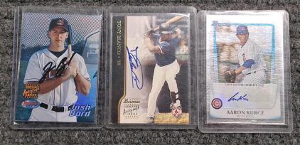 (3) Autographed Baseball Trading Cards