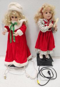 (1) Vintage Animated Christmas Caroler Girl (1) Vintage Holiday Creations Animated Girl