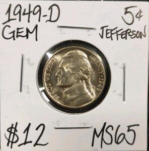 1949-D MS65 Gem Mint State Jefferson Nickel