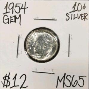 1954 MS65 Gem Silver Roosevelt Dime