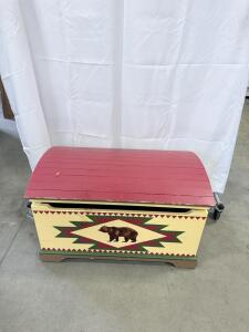 (1) Wooden Toy Chest-31&rdquo;x19.5&rdquo;x19&rdquo;