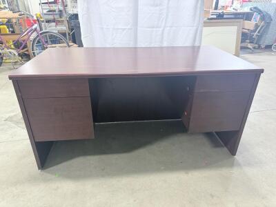 (1) Brown Wooden Desk 4 Drawers - 5&rsquo;x30&rdquo;x29&rdquo;