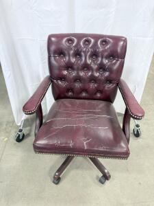 (1) Maroon Leather Rolling Chair