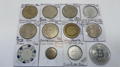 Assortment Of Tokens , 1 British Columbia Dollar Coin & 1 Copper 1oz .999 Fine Round