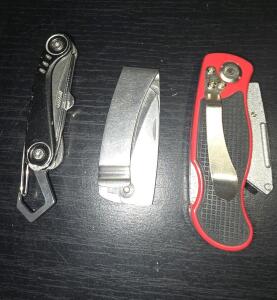 (1) 8-In-1 Multi-Function Folding pocket Knife, (1)Money/belt clip; Folded from a single piece of metal, strong stainless steel,(1)Zinc alloy heavy duty folding knife cutter.