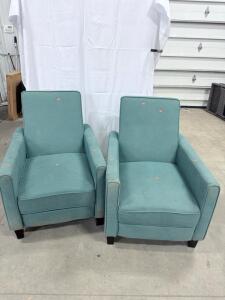 (2) Teal/Blue Accent Chairs