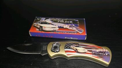 Frost Cutlery Stainless Steel Police Logo Knife W/Box 15-141P/+$65 Value