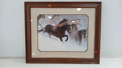 (1) "Horses In The Snow" By Stocklein -30"L x24"W