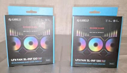 (2) Lian Li Uni Fan Reverse SL Infinity Fluid Dynamic Bearing 120mm Case Fans - Black<br/>