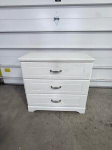 (1) White Wooden 3- Drawer Dresser/Side Table - 30.5&rdquo;x16&rdquo;x30&rdquo;