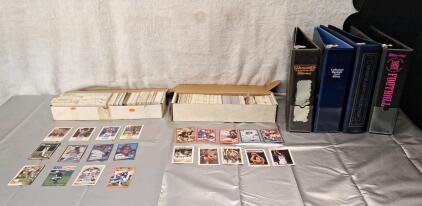 (2)Boxes Of Assorted Sports Trading Cards & (4) 3" Ring Binders