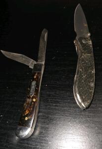 (1)Steel Imperial Schrade Warrior 2-Blade Folding Pocket Knife ,(1) Buck Folding Tactical Pocket Knife