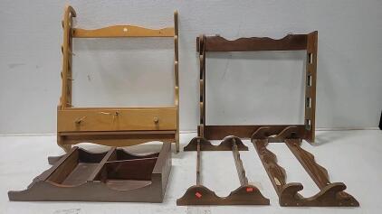 (4) Vintage Wooden Gun Racks