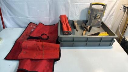 (2) Grey Trays 26x18&rdquo; , Craftsman Dremel Style Drill W/Extras , (4) Wire Brushes (5) Wrench Bags