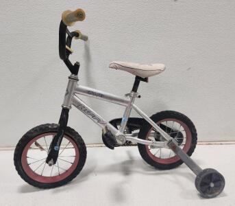 (Silver) 12 1/2" Huffy Rockit Childrens Bike W/ Training Wheels