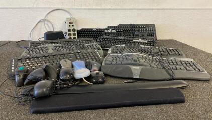 (10) Keyboards, (10) Mice, (2) Wrist Rests, Stapler, Power Strip