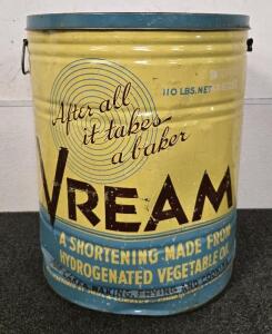 Vintage 110 LBS Vream Baking Shortening Tin