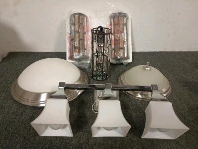 3 Pendant Lights, Bathroom Vanity Lights, 2 Round Ceiling Lights