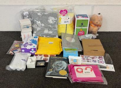 Brand New Products Including (1) Money Rich Piggy Bank, (1) Box Of NitriPride Vinyl Exam Gloves, (1) Photo Album, And More