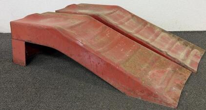 (2) Red Metal Truck Ramps