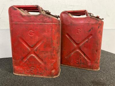(2) Vintage Red Jerry Gas Cans