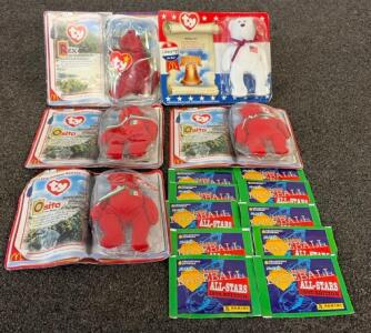 (5) TY Bears 3 Internation Ones (Still In Packaging) And (9) Fleer Major League Baseball All-Star 1995 Edition