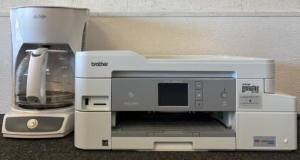 White Mr. Coffee 12 Cup Switch Coffeemaker & Brother MFC-J995DW INKvestment Tank All-in-One Printer