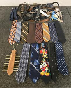 Large Collection Of Leather Belts & Neck Ties