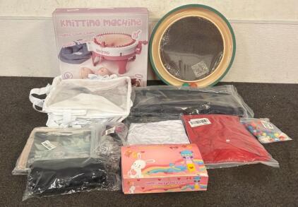 Brand New Products Including (1) Knitting Machine, (1) Round Cat Toy, Storage Cubes, And More