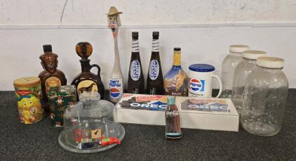Collectible Vintage Bottles, Cups, And Tins