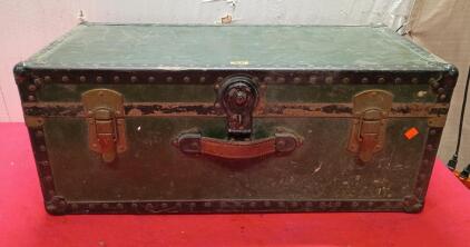Horn Luggage Vintage Military Footlocker Trunk, 12"x30"x13"
