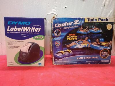 Twin Pack Cooler-Z Inflatable Party Flating Tubes, Dump Label Writer EL60