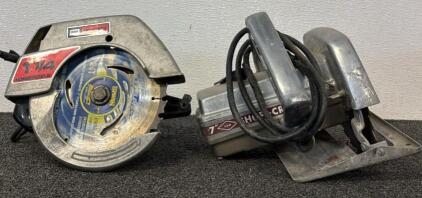 (1) Vintage Sears Crafstman Handheld Circular Saw 1 1/4 HP & (1) 7&rdquo; Shopcraft Circular Saw