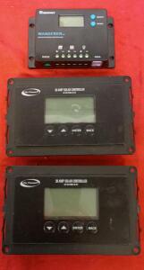 [2] Go Power! 30-Amp Single-Bank Bluetooth-Enabled Solar Controller (model GP-SB-PWM-30-BT). [1] Renogy Wanderer PWM Solar Charge Controller, a Device Designed to Regulate Power From Solar Panels to a Battery Bank.