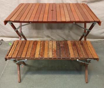 Teakwood RollTop Picnic Table And Bench With Carrying Case