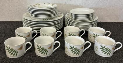 Large Matching Collection of Nature-Themed Dishware / (8) Medium Plates, (8) Mugs, (8) Large Plates, (8) Blates, & (8) Small Plates