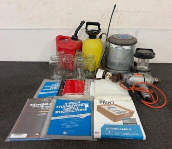 (1) 1 Gallon Lawn And Garden Sprayer, (1) 2 Gallon Gas Can, (1) Free Range 15 Pound Hanging Feeder, And More