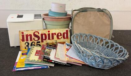 (1) Bread Maker, Pots, Books, And More