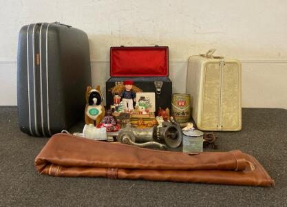 (2) Vintage Samsonite Luggage, Vintage Case, RedHead Leather Rifle Soft Case, Miscellaneous Vintage Items