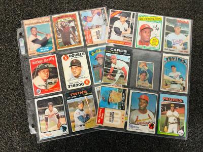 (18) Vintage Baseball Cards Including: Mickey Mantle, Bob Gibson, Rod Carew, Willie Mays, Johnny Bench and More!