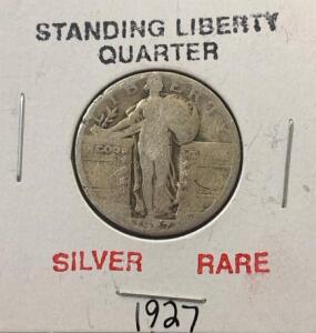 RARE 1927 Standing Library 90% Silver Quarter