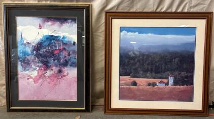 Farmland Painting L 3&rsquo; 1&rdquo; W 3&rsquo; And Abstract Painting L 3&rsquo; 3.5&rdquo; W 2&rsquo; 6.5&rdquo;
