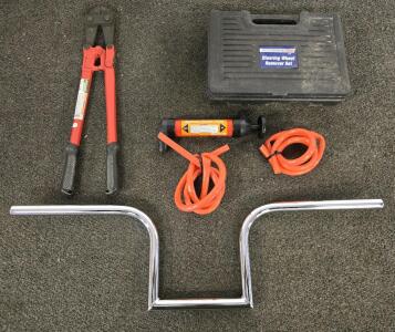 Pittsburgh Steering Wheel Remover Set, Pittsburgh 18" Bolt Cutters, Multi-Use Transfer Pump & Metal Bike Handlebars