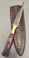 Damascus Steel "Boot Dagger" W/ Leather Sheath