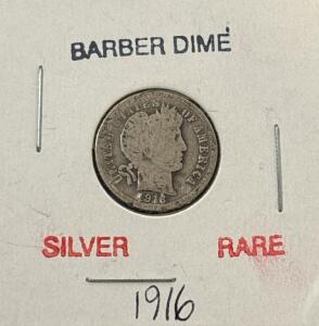 RARE 1916 Barber Silver Dime