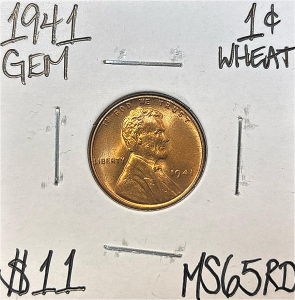 1941 MS65RD RED GEM WHEAT COPPER CENT