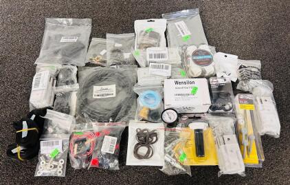 Hardware Lot Including: Stainless Steel Hinges, Valve Keys, Ball Rod Assembly, Straps, O-Rings, Elliptical Machine Base Bolts, Fuel Shot Off Valves and More