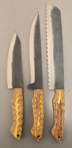 (3) Piece Custom Carbon Steel Chefs Knife Set