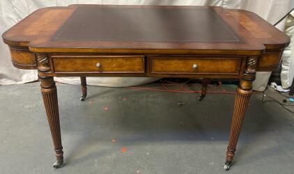 Lillian August Drawing Table Leather Inlay On Top H 2&rsquo; 6&rdquo; W 4&rsquo; 8&rdquo; L 2&rsquo; 8&rdquo;
