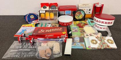 (1) Vintage Crosley Corsair Radio CD Player (1) 3 Pack Of Flameless Real Wax LED Candles, (1) IP Wireless/Wires Camera, And More